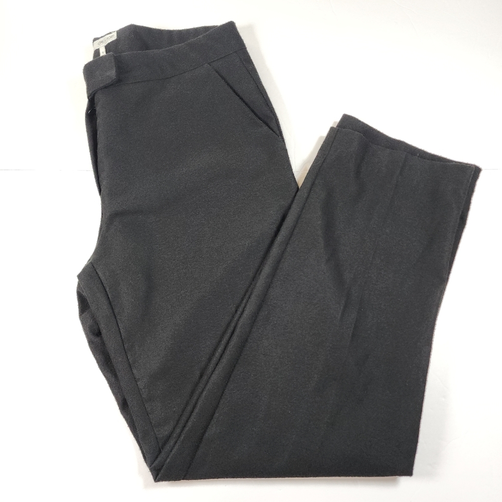 Oak + Fort Pull On Straight Leg Pants Black Minimal Elastic Waist Size Small